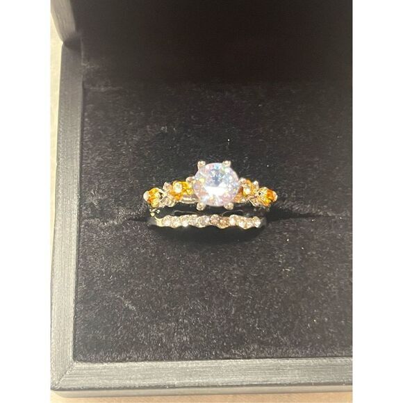 Sterling Silver Cubic Zirconia Ring and Band Size 8 NEW - Picture 1 of 5